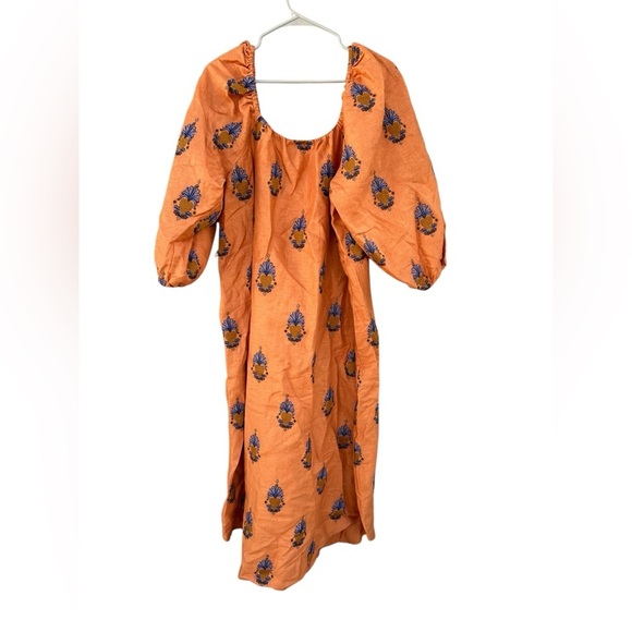 NWT Farm Rio Orange Embroidered Midi Dress - Pineapple’s - Size Large - Picture 15 of 16
